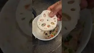 Lotus Root with minced shrimp Chinese food Recipes #foodlover #cookingvideo #yummyfood #eating 