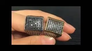 Bling Jewelz Black Micro Pave 14k Gold Silver Titanium Stainless Steel Iced Out Rings