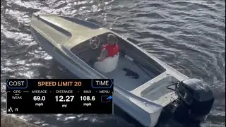 19-футовая морская лодка с 280-сильным мотором. Первые морские испытания и прохождение. 108,6 мил...
