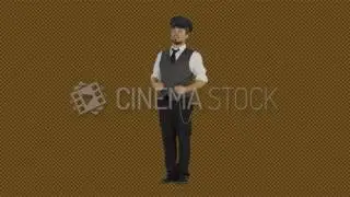 CinemaStock - Greenscreen - A well dressed train conductor is telling all passengers to get on board