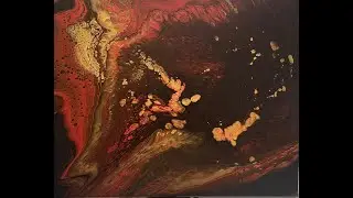 Awesome 2 Fluid Acrylic Pours - Black, Crimson, Metallic Red, and Gold