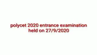 Polycet entrance exam in 27/9/2020