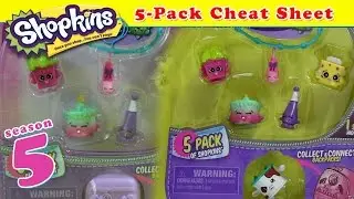 Season 5 Shopkins Cheat Sheet ♛ 5-Pack #9 - Hidden Shopkins Blind Bags Video Guide | Shopking
