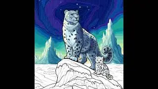Snow Leopard and Leopard Cub (Speedpaint)