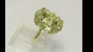 Natural Lemon Quartz Solitaire Ring 10.75CT Yellow Gold Size 5.5 - 33040