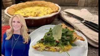 Quiche Lorraine (Easy) with Arugula Salad #quiche #egg #bacon #spinach #cheese #salad