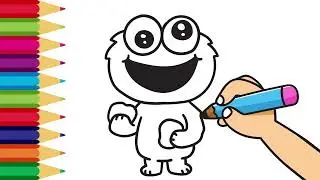 DRAWING CARTOON COOKIE MONSTER | ELMO CHARACTER | EP 2