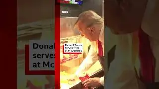 Donald Trump serves up McDonald&rsquo;s fries. #Trump #DonaldTrump #BBCNews