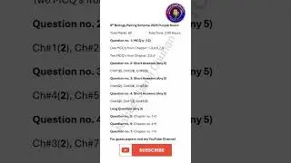 9th Class Biology Pairing Scheme 2025