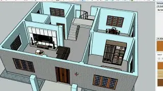 West facing house sketchup model of ground floor. Plinth area: 1190 sq. ft. #sketchup #housedesign