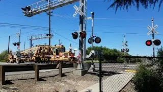 Calvine Road Railroad Crossing, Union Pacific MoW Tamper Regulator and Hi-Railer, Elk Grove CA