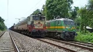 Unbelievable Overtakes ! Freight Train Overtaking Freight Train At Full Speed || Eastern Railway