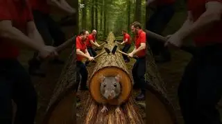 mouse 🐭🐁 rescue from giant log#shortsfeed #funny#cartoon#ai#mouse#tiktok#viral