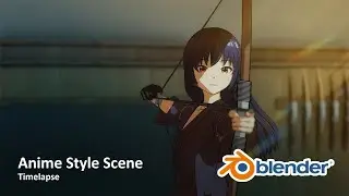 Blender Anime Style Character Archer Scene Timelapse