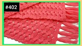 Crochet puff -cluster stitch wala easy muffler, stole, shawl design-402