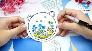 ISMB03 Handmade Stylized Dandelion Flower Garden Card / Ileen Shultz Man Bray