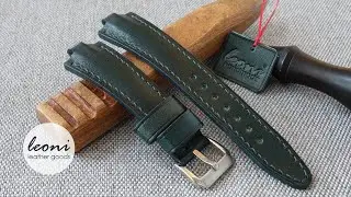 Watch strap for Bvlgari, Dark green, handmade