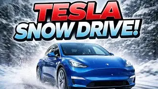 Driving on Snowy Slushy Roads with Tesla Self-Driving 14.2.2.2