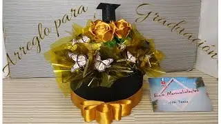 Bouquet para graduación 🎓 con mariposas eternas y rosas 🦋🌹/ arreglo con mariposas eternas