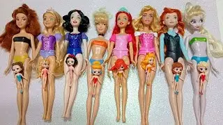 ASMR Most Popular Disney Princess Dolls   lots of colorful rainbow Dresses unpacking surprise toys