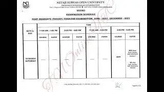 Revised routine of NSOU PG Term End Examination - 2023...