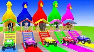 Long Slide Game With Cow Elephant Gorilla Hippopotamus Tiger 3d Animal Game Funny 3d Animals