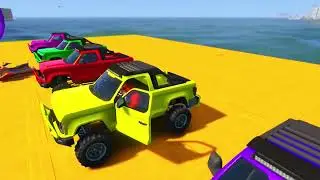 SPIDERMAN CARS Racing Mega MULTI Ramp Challenge ! SUPERHEROES HULK Vs GOKU Epic Stunt Race - GTA 5