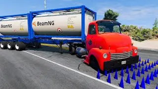 Trucks and Cars vs spike strip challenge #48 BeamNG Drive BeamNG BOOM
