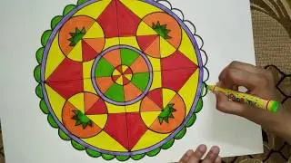 Geometrical Rangoli Design|Rangoli with shapes|school project