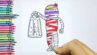 Cartoon Mummy Picture Drawing Coloring | Coloring Step By Step |