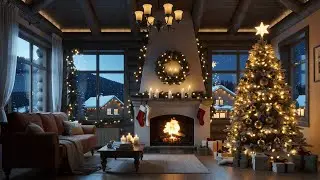 Cozy Winter Shop Ambience ❄️ Smooth Jazz & Fireplace Sounds