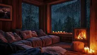 Whispering Rain, Rumbling Thunderstorm & Crackling Fire Sounds to Deep Sleep Healing, Relieve Stress