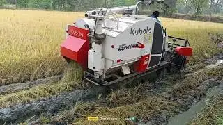 #shortvideo trackharvester paddy crop cutting on paddy field in deep mud with jonhdeer 4x4
