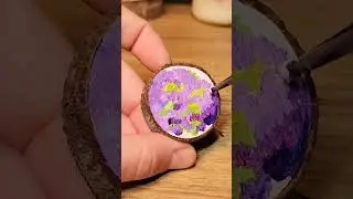 A Tiny Bee Painting on a Wood Slice 💜