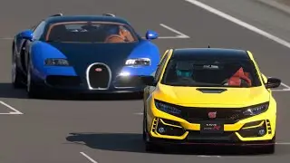 Honda Civic Type R (FK8) 2020 vs Bugatti Veyron 2013 at Nurburgring Nordschleife