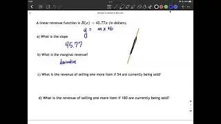 Linear Revenue Function | slope and marginal revenue
