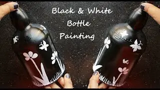 Black & White Bottle Painting - Bottle Art