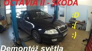Škoda Octavia II - Demontáž světla, Výměna Žárovky :)BEZ KOMPRESE(: