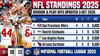 🔵 NFL STANDINGS TODAY | NFL STANDINGS 2025 PLAY-OFFS PICTURES AS OF 3 OCT 2025