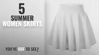 Top 10 Summer Women Skirts [2018]: Urban CoCo Women's Basic Solid Versatile Stretchy Flared Casual