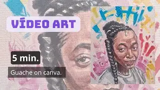 Timelapse art pintura guache sobre tela. Timelapse Gouache painting on canvas, creative process.