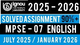 MPSE 07 Solved Assignment 2025-26 | MPSE 007 SOLVED ASSIGNMENT 2025-26 IN ENGLISH | MPSE 07
