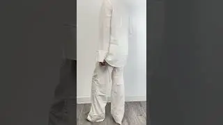 White Skin Friendly Pure Cotton Fabric Long Coat Trousers Set Summer Neutral Minimalist Street Women