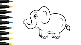 How to Draw a Cute Elephant | Elephant Drawing Step by Step | Simple Elephant Drawing Tutorial