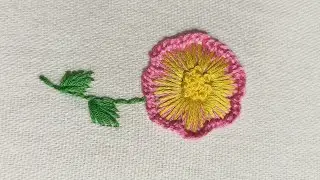 Easy Button Hole Stitch Flower Hand Embroidery For Beginners#shorts