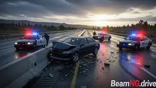 Highway Police Chase Escape Ends in Crash | BeamNG.drive Simulation #100