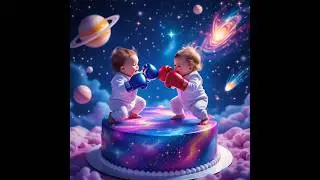 Newborns Touch Gloves on a Giant Space Cake 👶🎂  #shorts