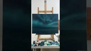 Blue ocean storm painting #oilpainting #oceanpainting #painter
