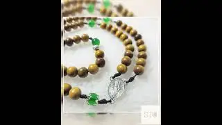 Green Gemstone Catholic Rosary, Paracord Rosary, Wood Bead rosary, Pardon Crucifix Rosary, Cathol...