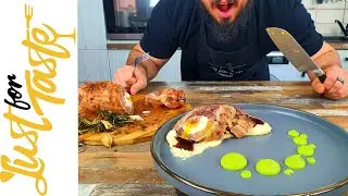 Beef Meat Roll with Bacon, Eggs and Two Purees | Lust for Taste